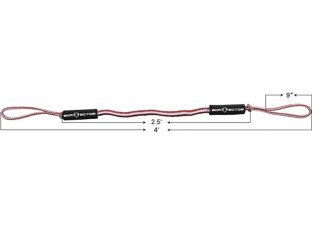 Extreme Max 3006.3239 BoatTector Bungee Dock Line Value 4-Pack - 4', Red/White