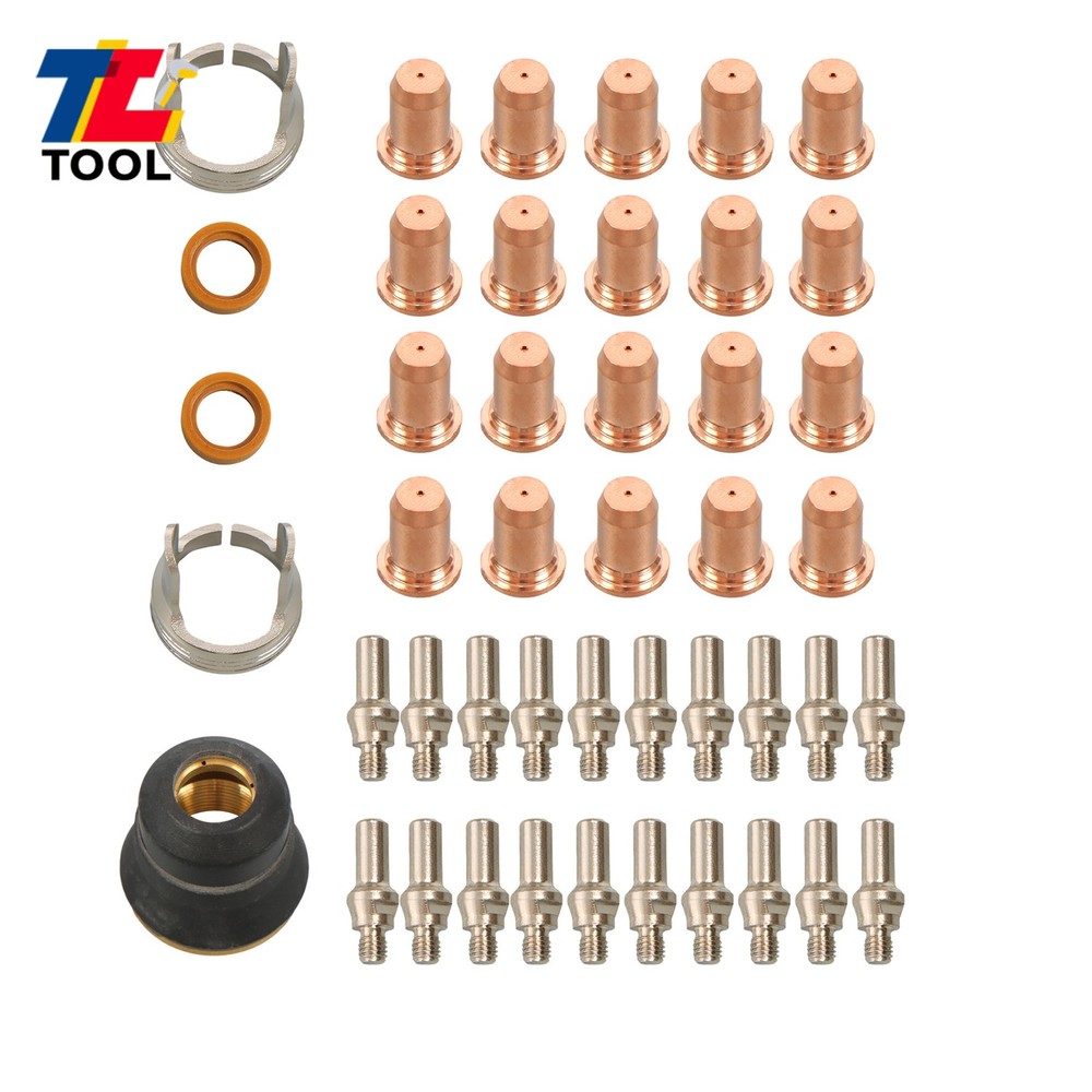 45Pcs IPT-60 PT-60 IPT-40 PT40 Plasma Cutting Torch Tip Electrode Shield Cap