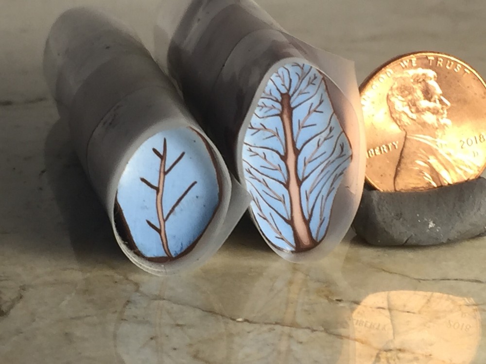 Polymer clay cane blue leaf set