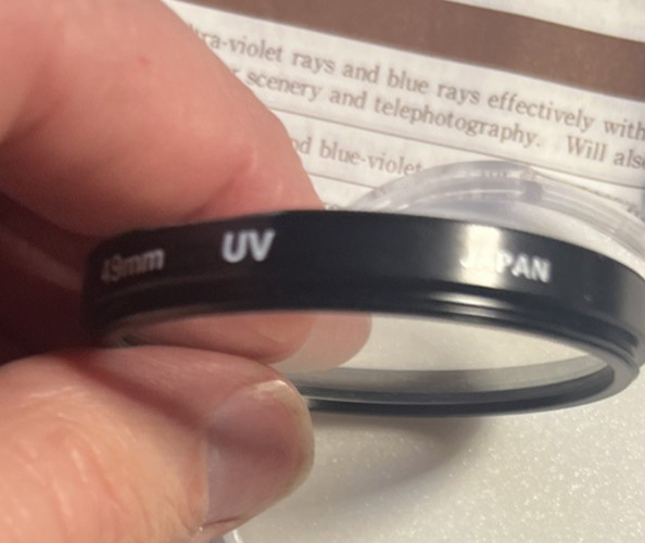 Quandary 49 mm UV Filter Light Use Original Box and Packaging