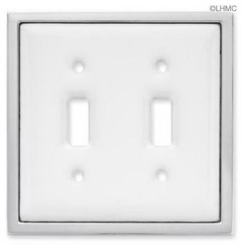 Double Switch Wall Plate - Ceramic w/ Chrome Trim LQ-68977