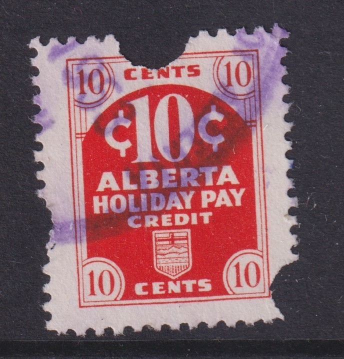 AV12 Alberta Vacation Pay Stamp (Revenue) used