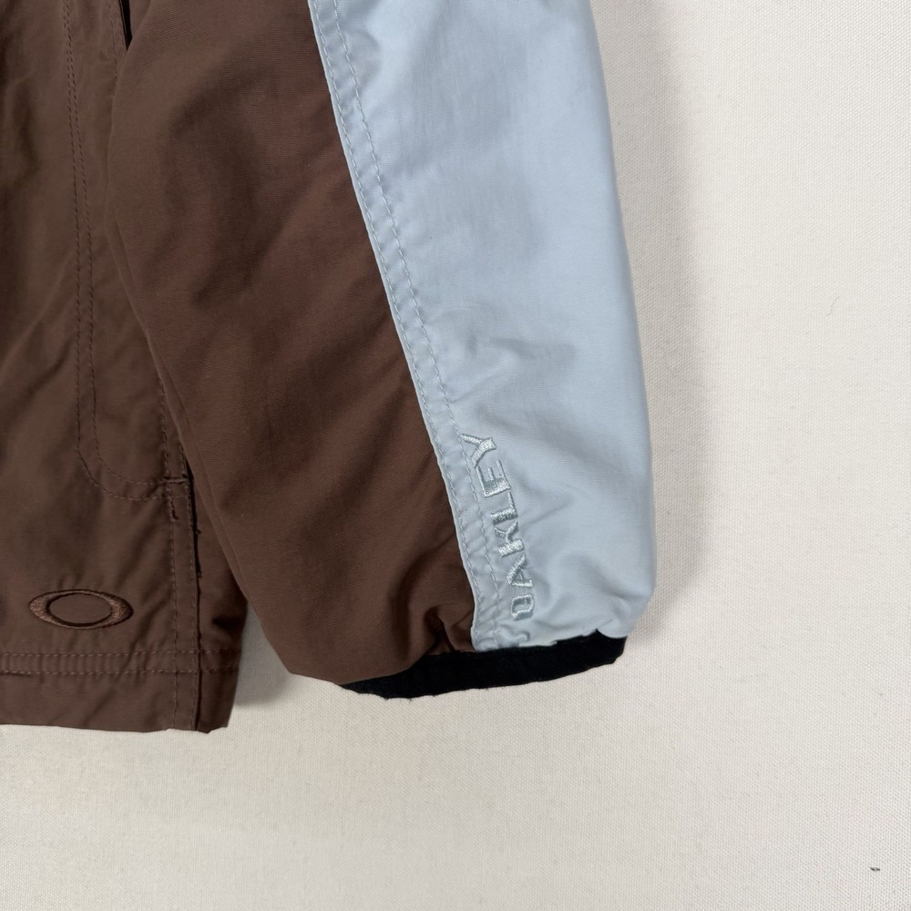 Oakley Software Jacket Windbreaker Brown Blue Zip Pockets Medium Oversized Y2K