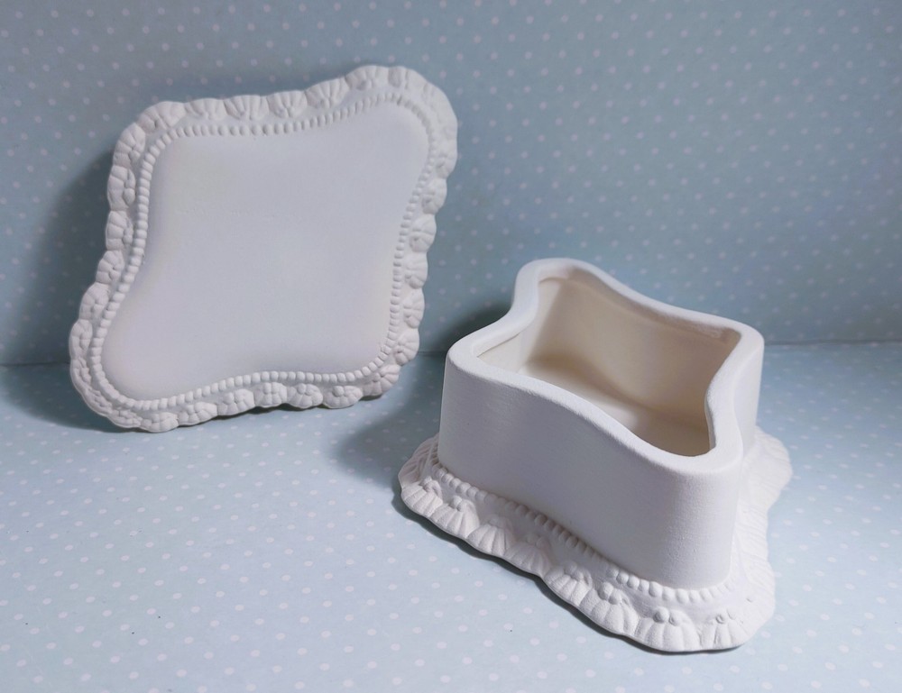 Diamond Shaped Trinket Box ~ Ceramic Bisque Ready to Paint
