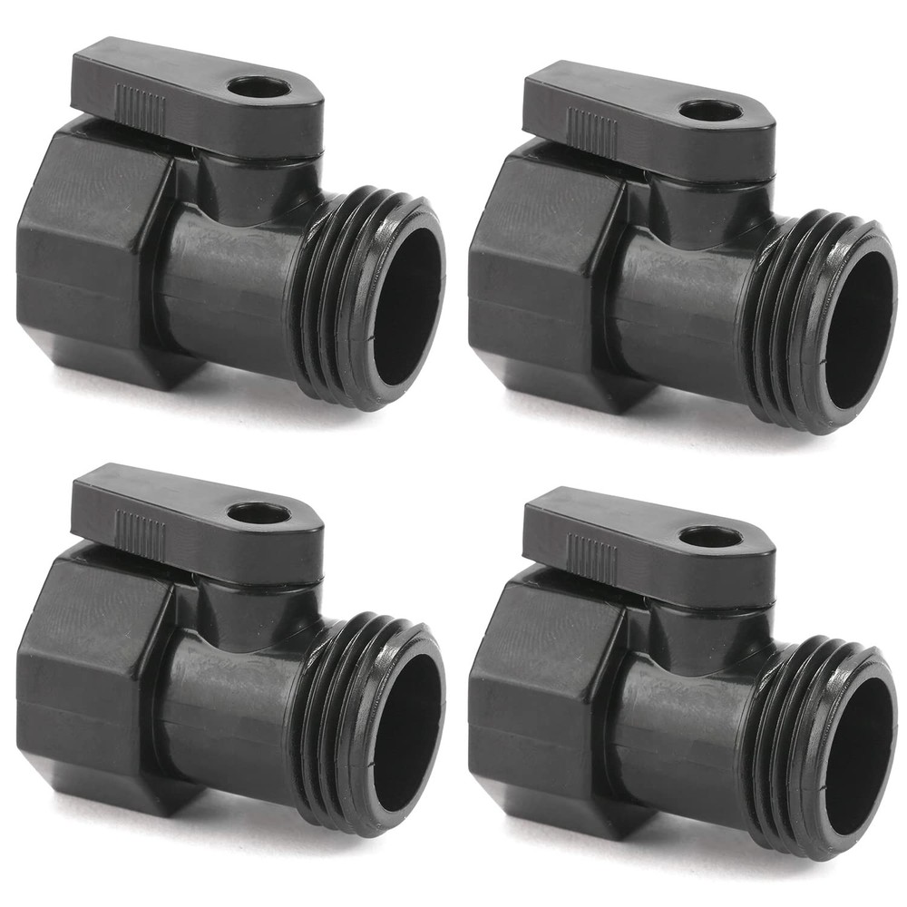 4 Pack 3/4" Garden Hose Shut Off Valve,1-Way Restricted-Flow 4 Pack, Plastic