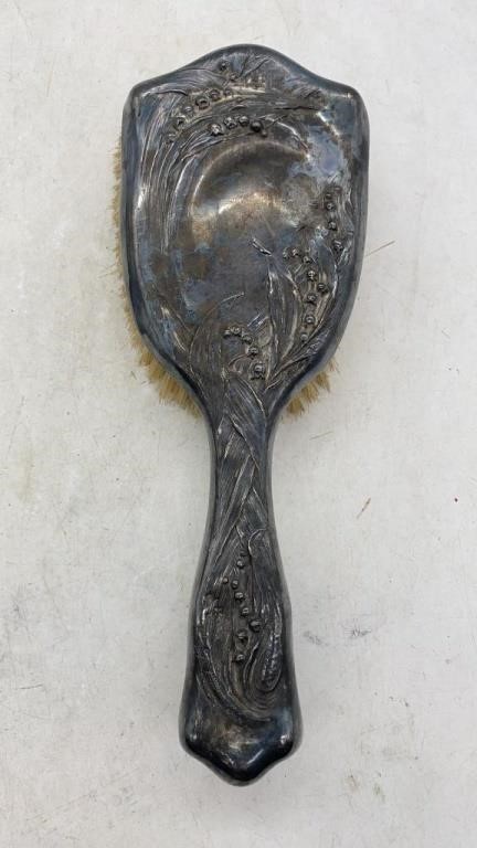 Antique Victorian silver vanity mirror and comb