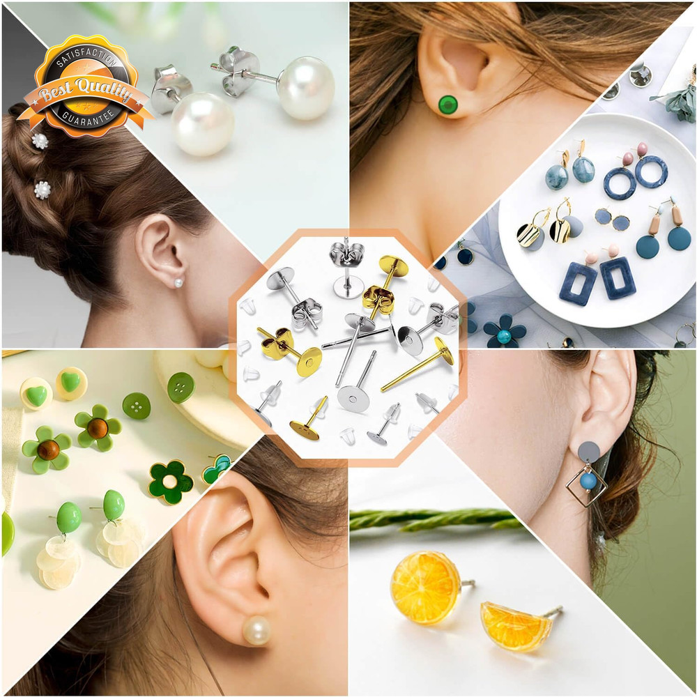 Earring Making Kit 2000 Pcs Hypoallergenic Stud Posts and Backs Set