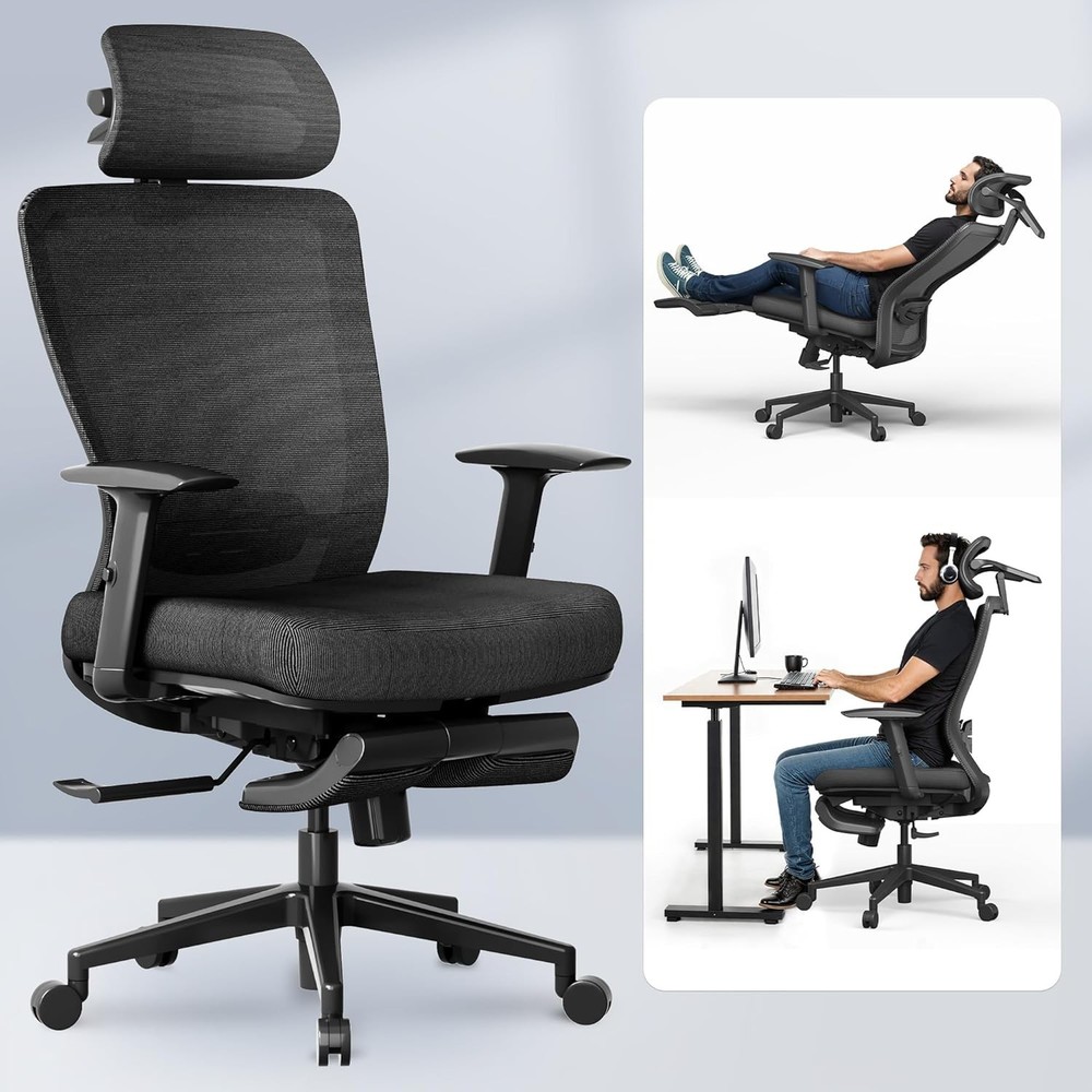 Ergonomic Office Chair With Lumbar Support Jet Black