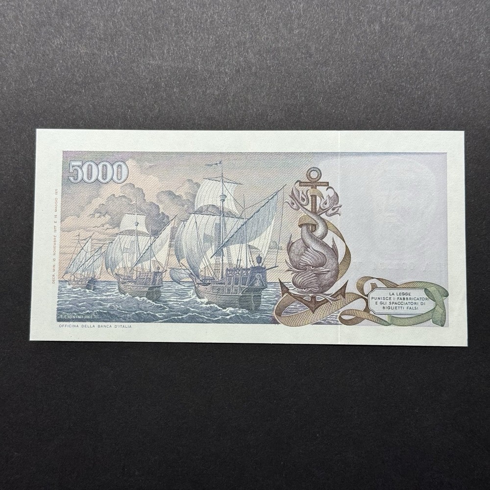 1977 Italy Uncirculated 5000 Lire Low Serial Number