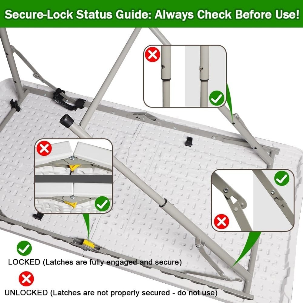 4ft Folding Utility Table - Portable, Adjustable Height for Dining & Picnics
