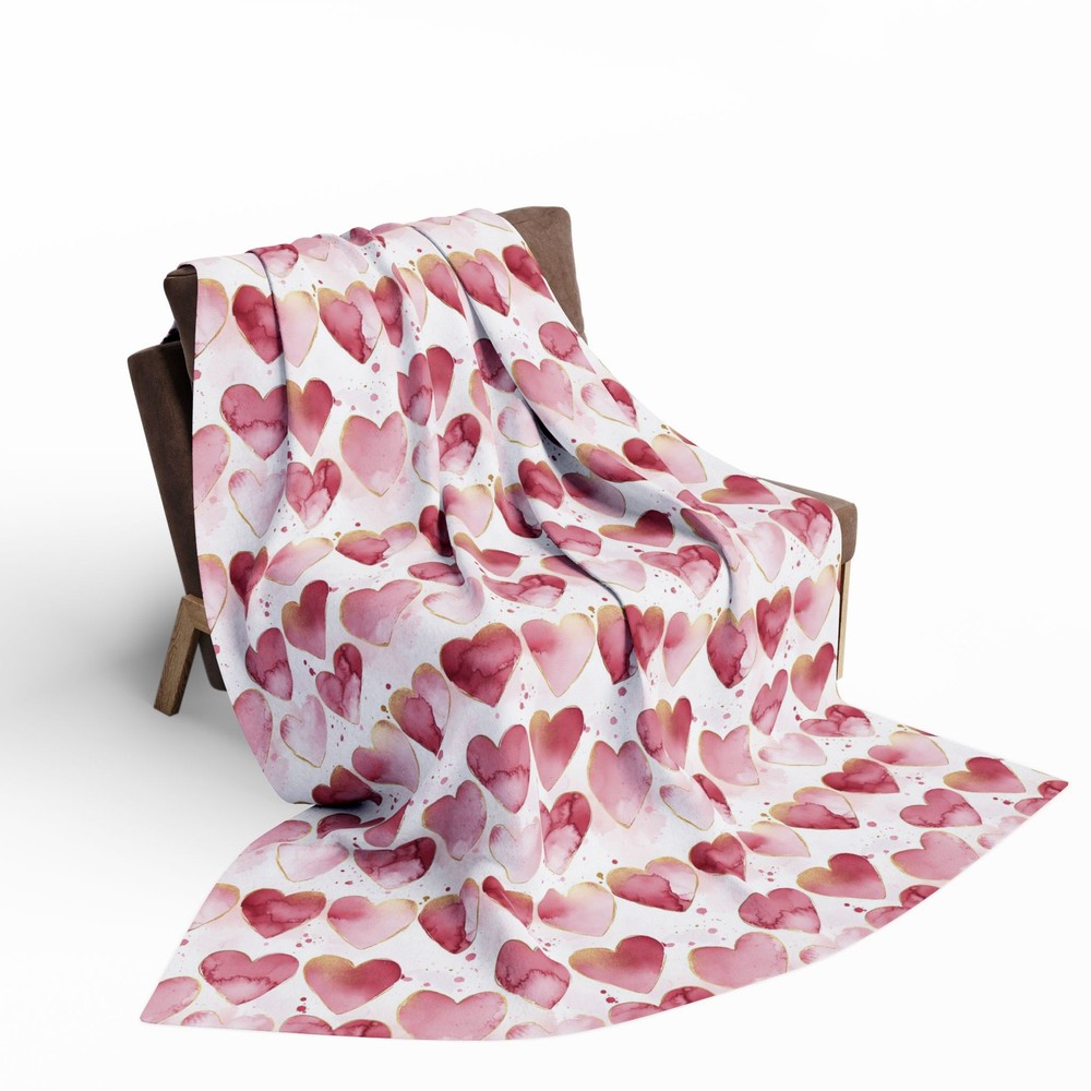Pink Hearts Arctic Fleece Blanket - Valentine Pattern