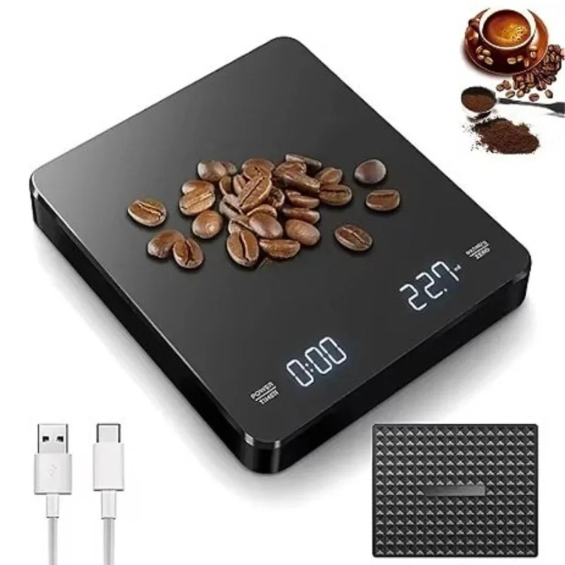 Electronic Coffee Scale with Silicone Pad Digital Coffee Scale with Timer LED Di