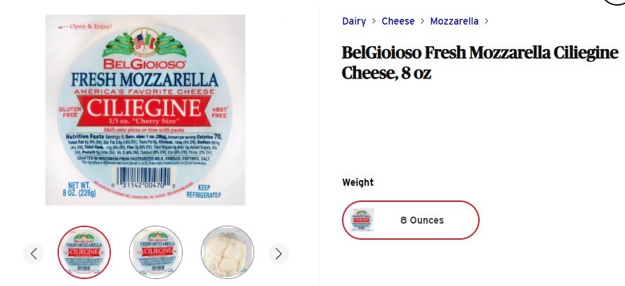 BelGioioso Fresh Mozzarella Ciliegine Cheese, 8 oz, 2 Pack