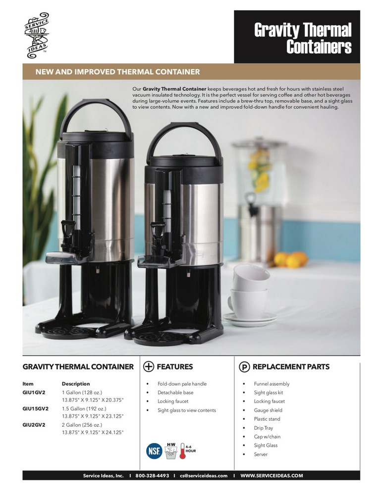 Thermal Server 1.5 Gallon Capacity Beverage Dispenser, Thermal Container
