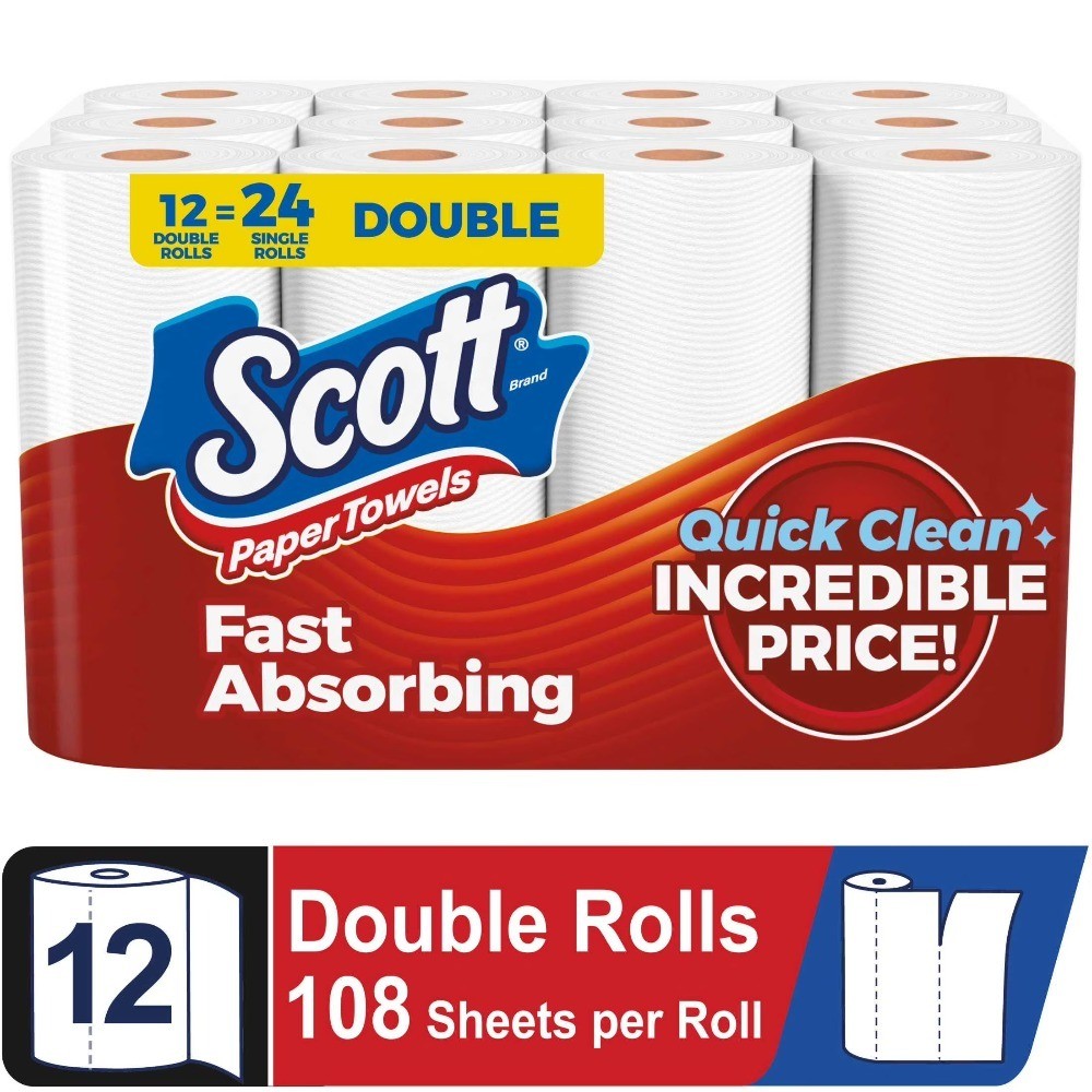 Paper Towels, Choose-A-Sheet, 12 Double Rolls
