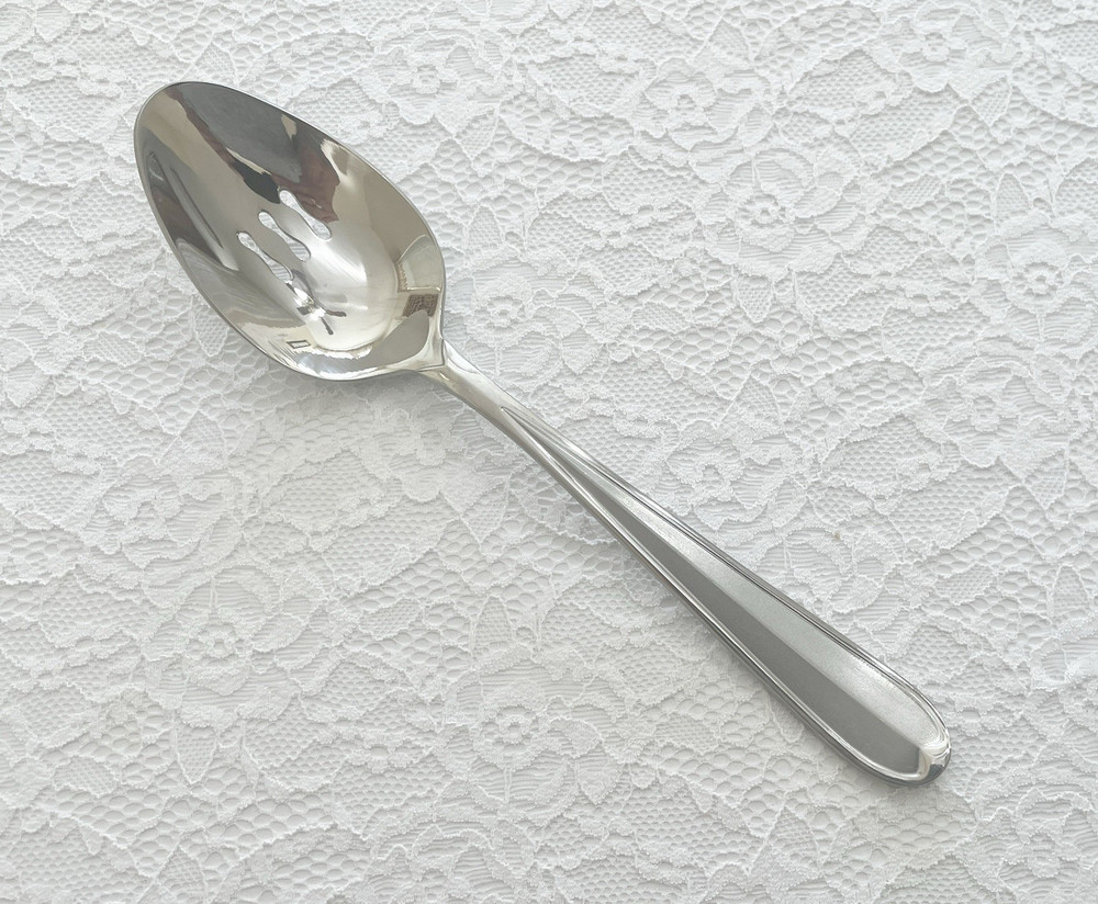 Oneida DYLAN Frosted Handle Glossy Stainless Pierced/Slotted Serving Spoon
