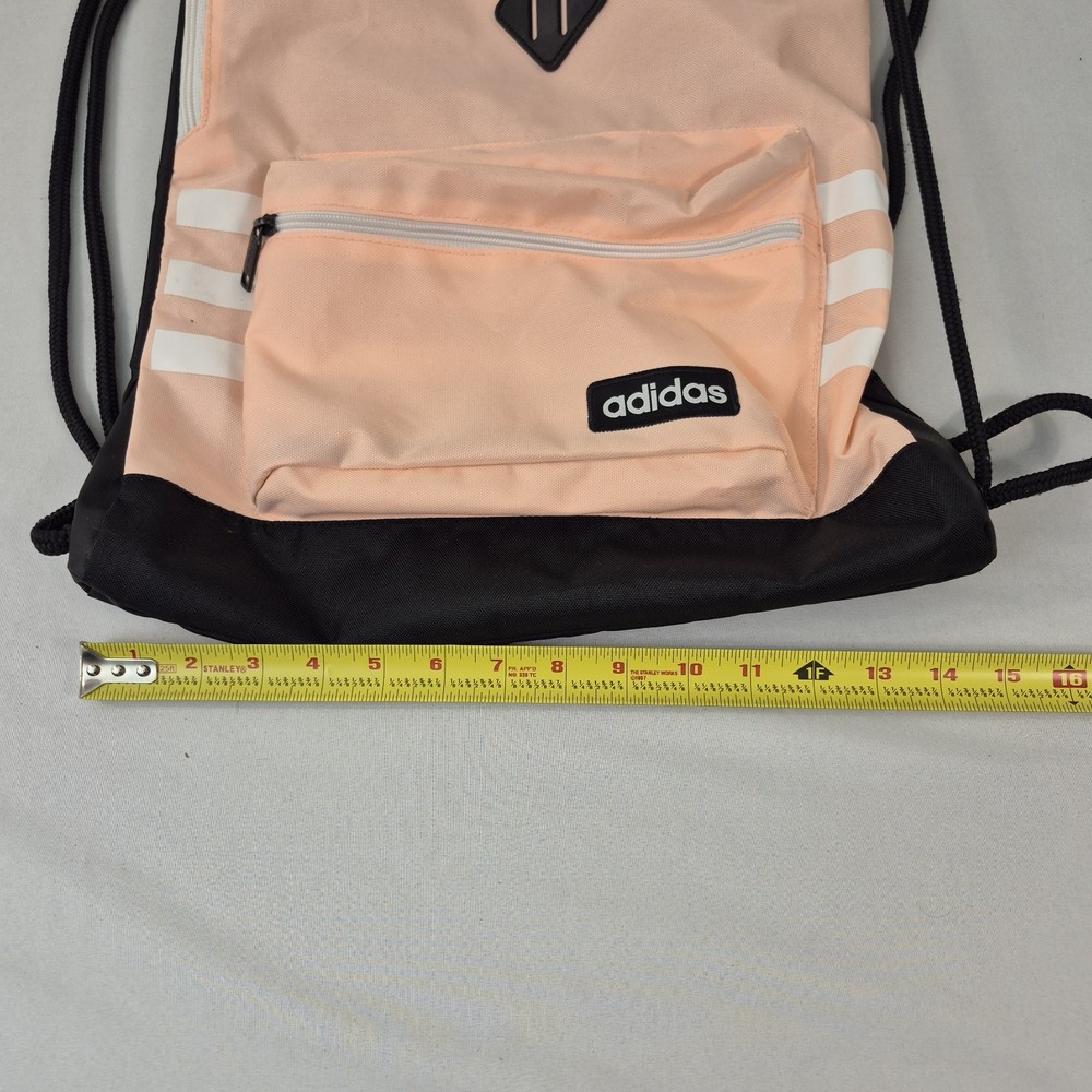 Adidas Peach Black Drawstring Sackpack Backpack Gym Bag