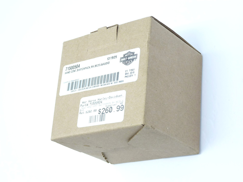 GENUINE HARLEY DAVIDSON RH CONTROL SWITCH PACK 19-25 TRI-GLIDE 71500504
