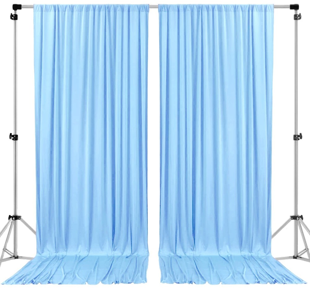 AK TRADING CO. Polyester Backdrop Drapes Curtains 10x12ft Light Blue