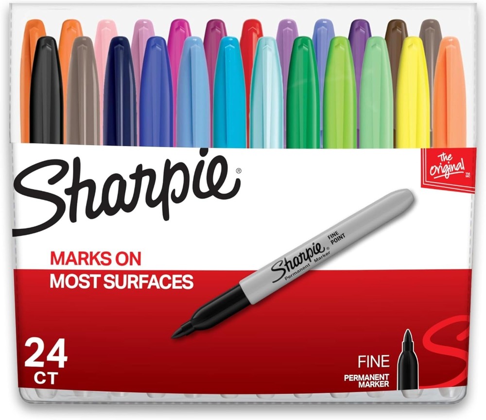 Permanent Markers, Fine Point, Assorted Colors, 24 Count