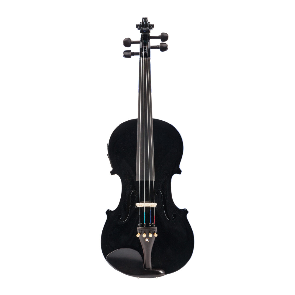 New 4/4 Full Size EQ Violin with Case Bow Strings Shoulder Rest and Tuner Black