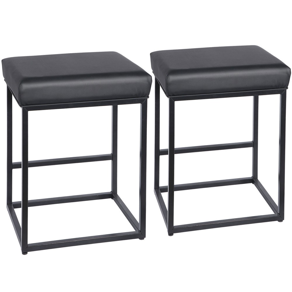 Set of 2 for Kitchen Counter Backless Modern Square Barstools Support 330 LBS