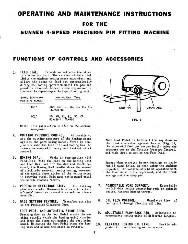 Sunnen 4-Speed Precision Honing Machine Operating Instruction Manual #1376