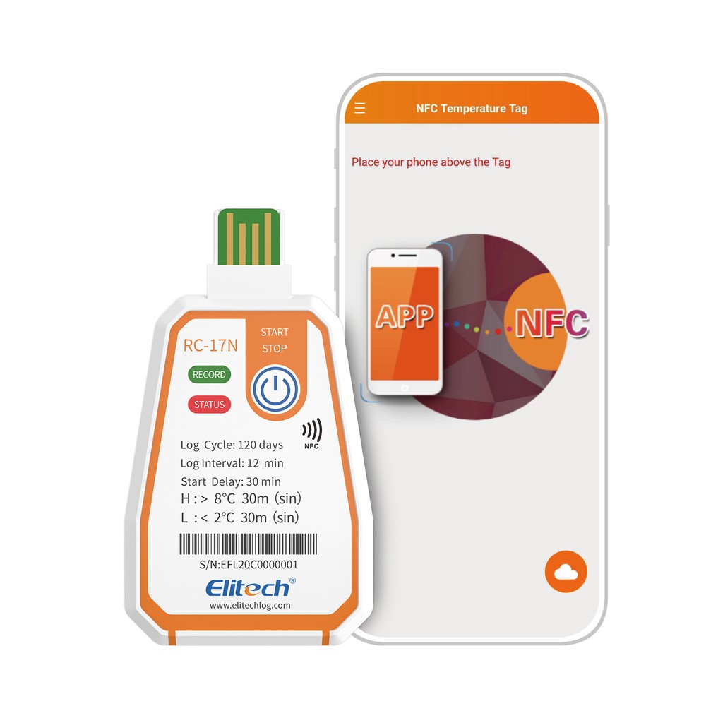 Elitech RC-17N NFC SingleUse Disposable USB Temperature Data Logger PDF -22～158℉
