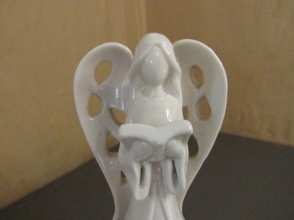 Napco White Ceramic Cut Out Angel Lamp 10.5"