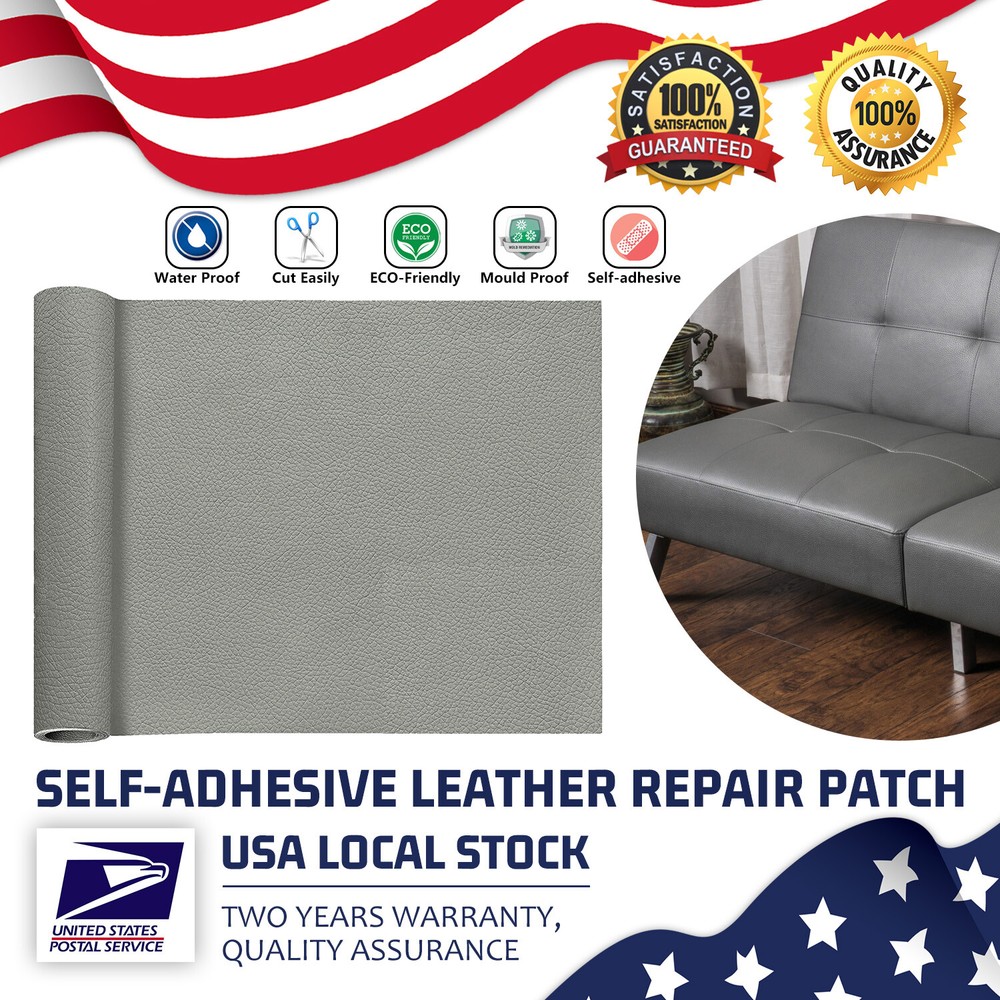 Grey multi-size Leather Repair Patch Car Seat Sofa Rip Holes, Durable&Easy Fix