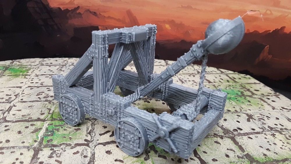 Catapult Mangonel Siege Weapon Scatter Terrain 3D Printed Dungeons & Dragons