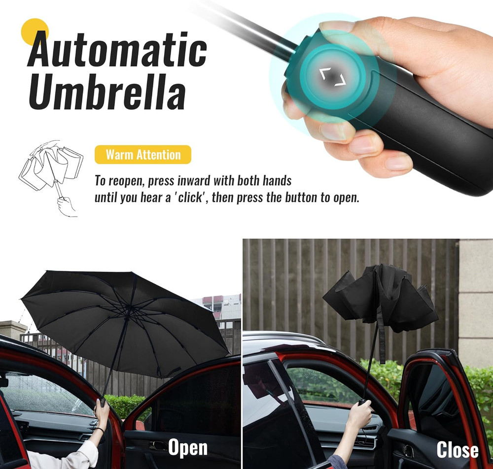 Travel Inverted Umbrella Compact Windproof- Automatic Reverse Umbrellas for Rain