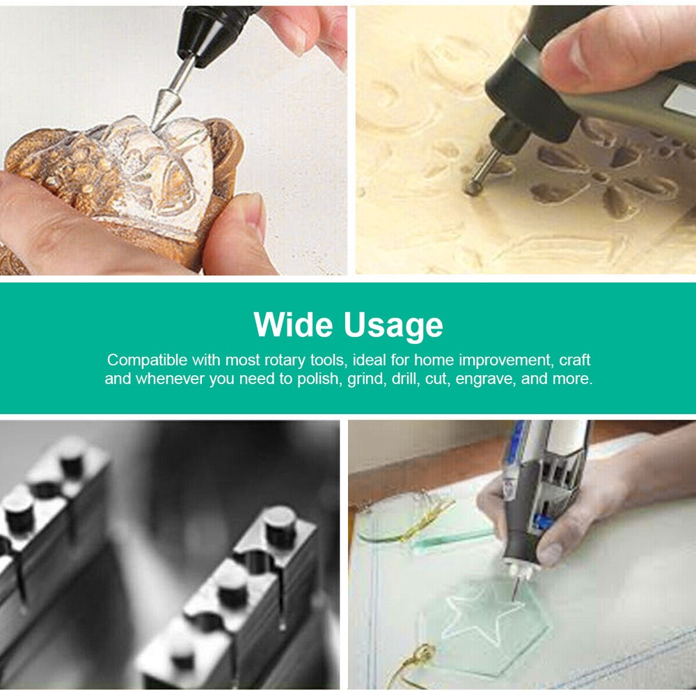 90Pcs Diamond Burr Bits Drill Set Rotary Multi Tool Accessories Kit US Ship