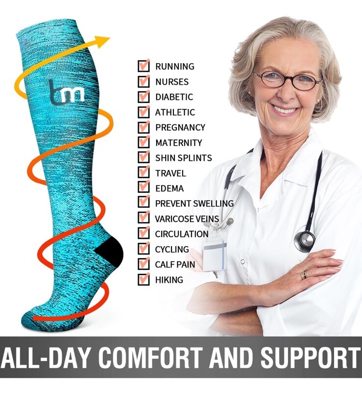 bm Copper Compression Socks Unisex / Blue /Size S/M *No Packaging