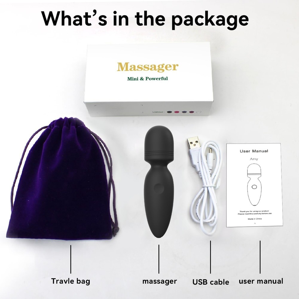 Personal Mini Massager, Handheld Wand Massager - Powerful Vibration Rose Red