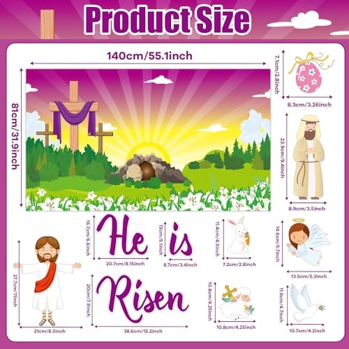 Easter He is Risen Bulletin Board Decorations with Background Easter