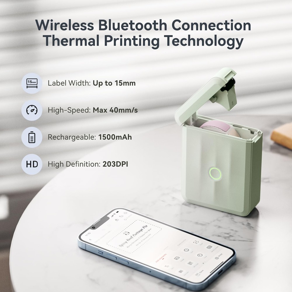 D110 Upgraded Version Mini Label Maker Machine with Tape, Portable Bluetooth ...