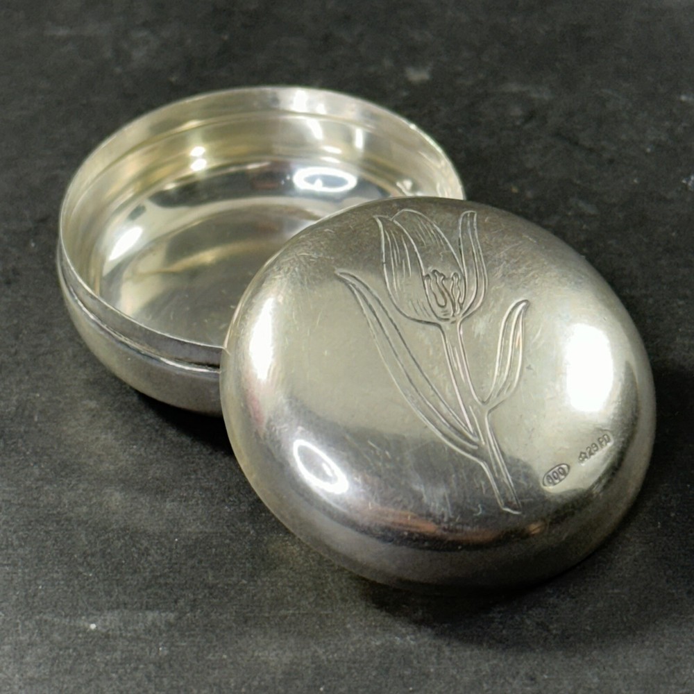 sterling silver 800 pill box vintage