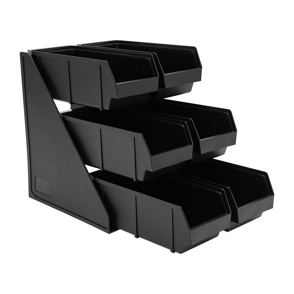 6 Compartments Upright Breakroom Coffee Condiment Storage Organizer Bin 3-Tier