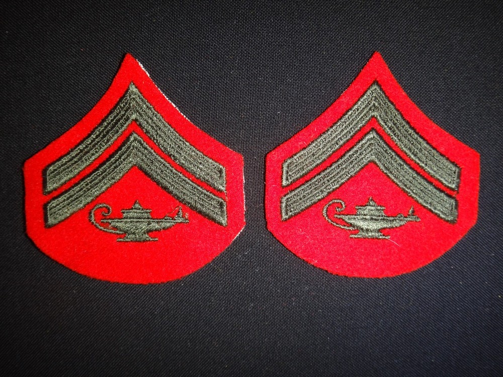 Pair USMC Marine JROTC Cadet CORPORAL Rank Small Chevrons *Never Worn*