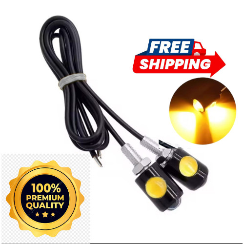 2X Mini LED Motorcycle Turn Signals Indicator Amber Blinker Light Universal Lamp