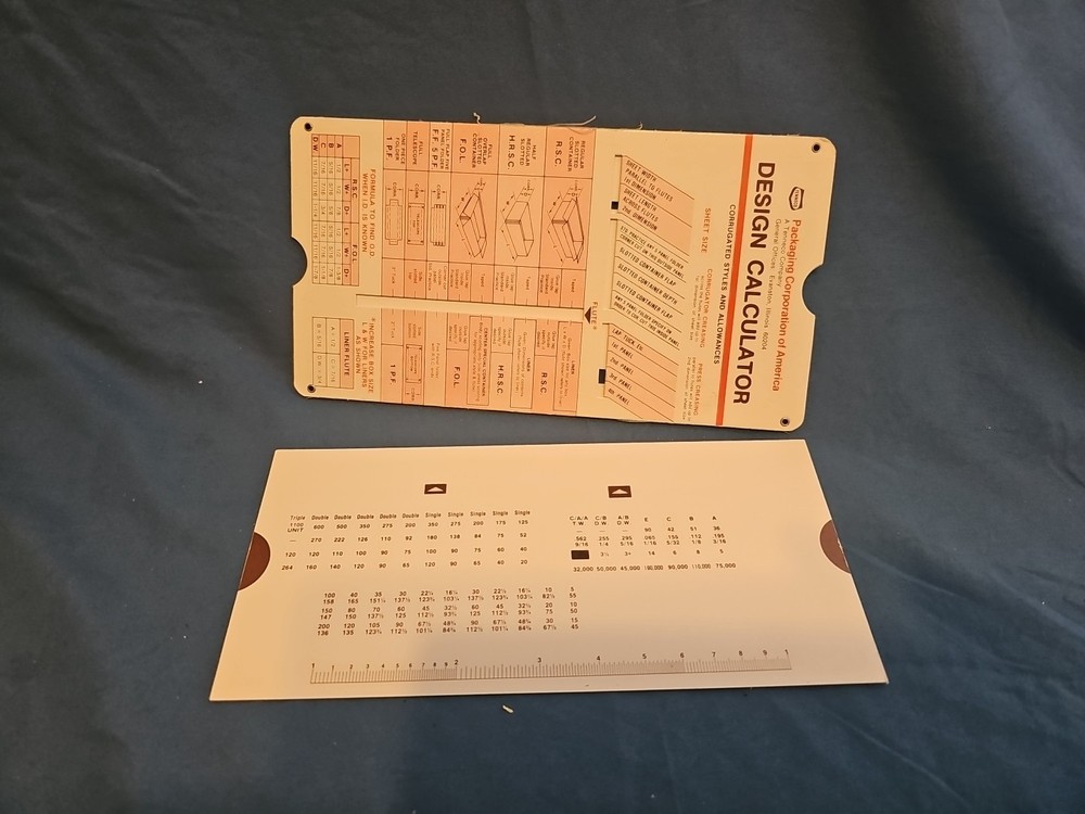 Universal Reference Calculator Moveable Sheet Design Calculator Tenneco IL USA