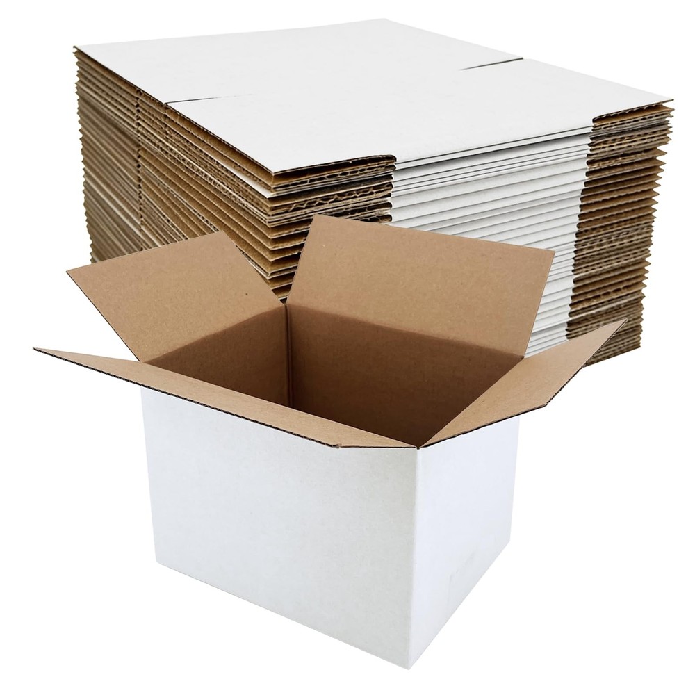 40 Pack 8x6x6 Inches Small Shipping Boxes, White inches,