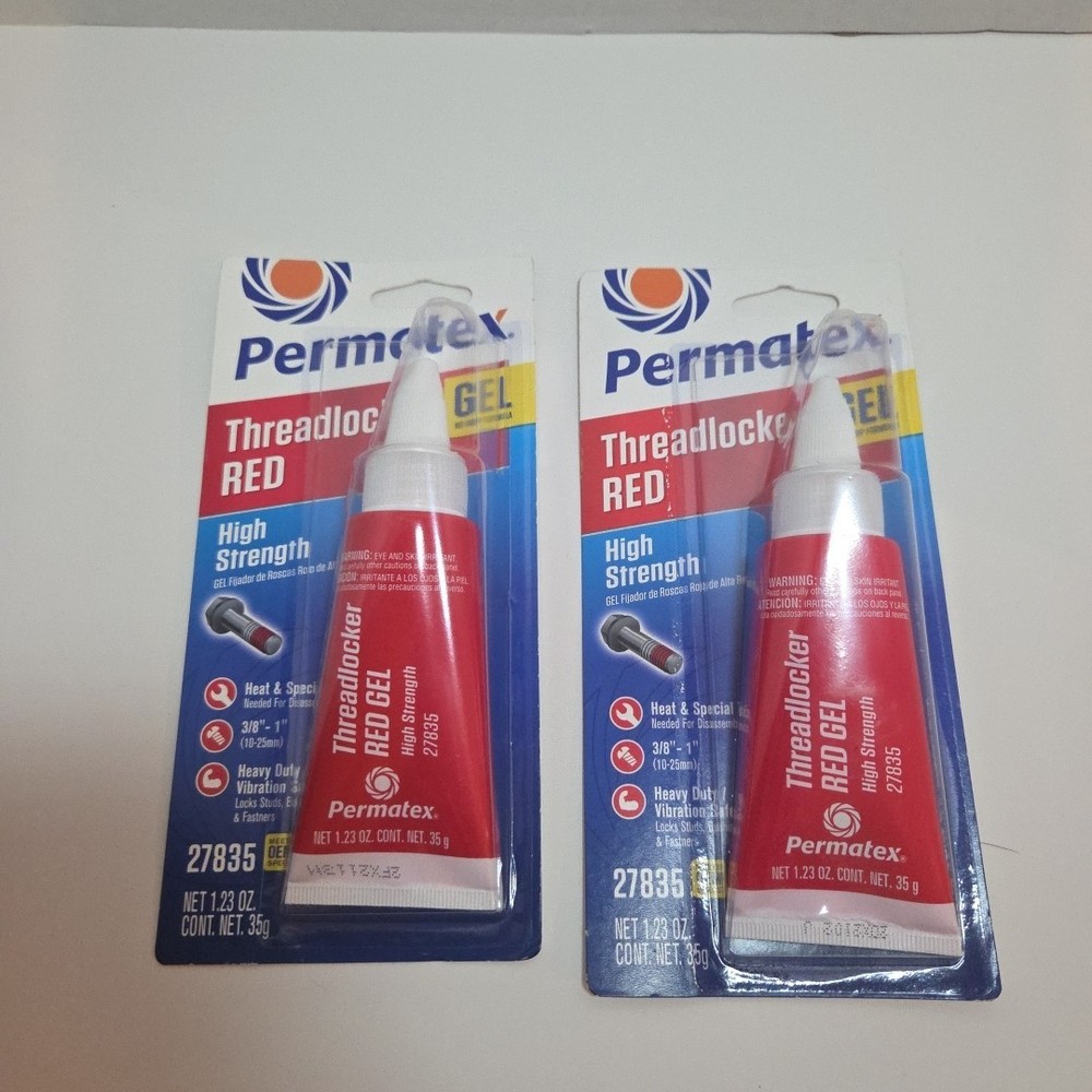2 Permatex 27835 High Strength Threadlocker RED Gel