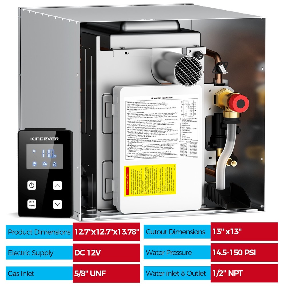 65000BTU RV Tankless Water Heater Instant Hot Water for all RVs Camper Trailer