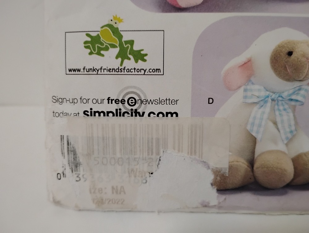 Simplicity Sewing Pattern Funky Friends #2921 Stuffed Animals - Uncut