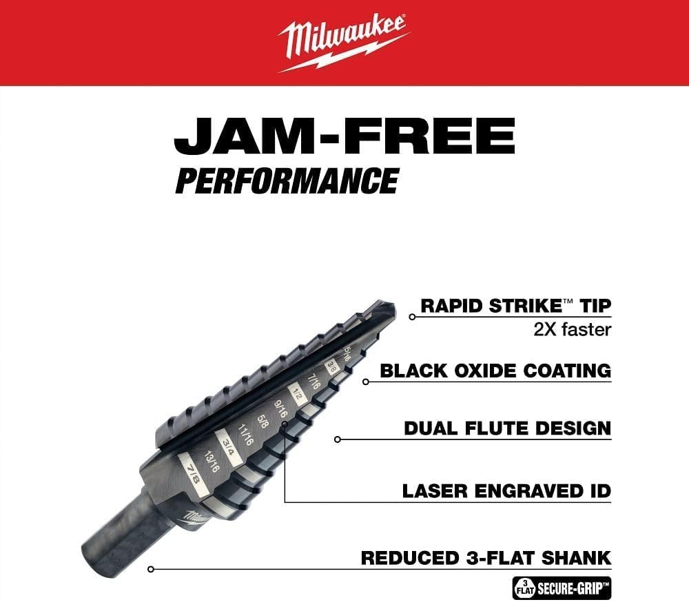 Milwaukee 48-89-9221 3 Piece Step Drill Bit Set