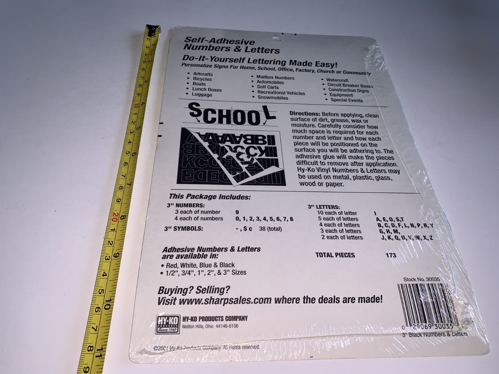 Permanent Adhesive Vinyl Letters & Numbers 3" 173/Pkg-Black