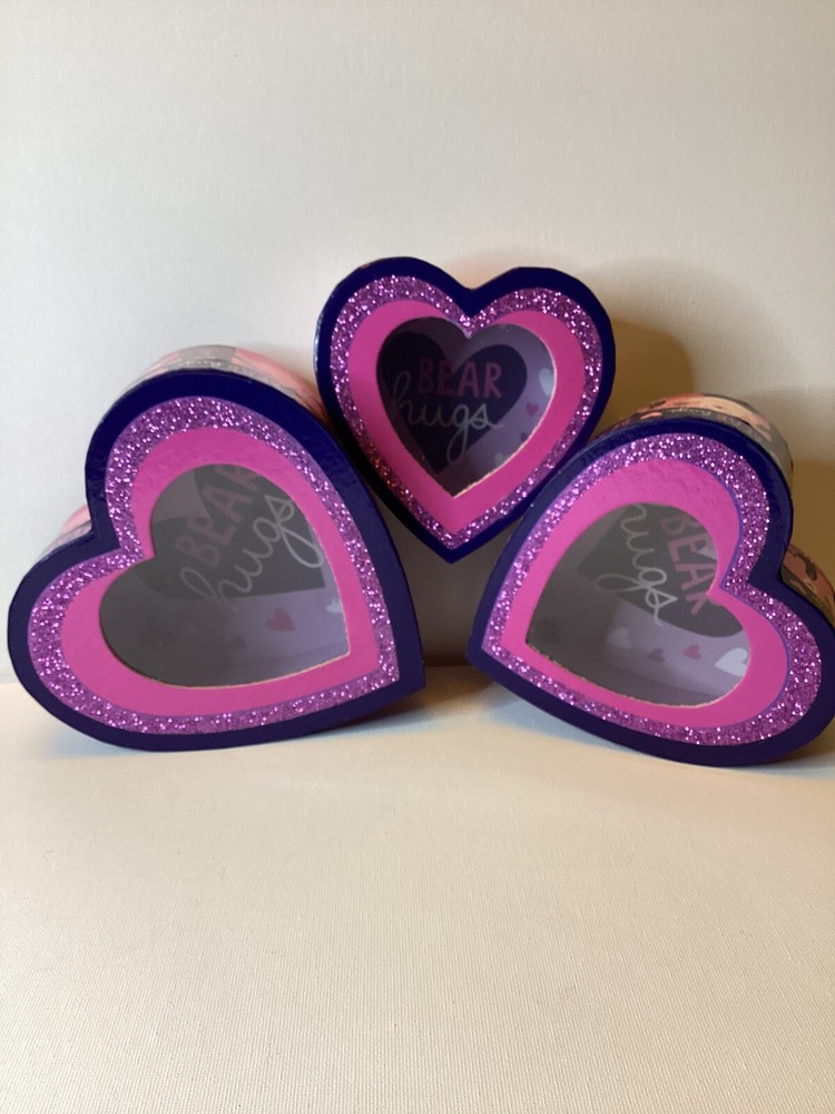 Set Of Three “ BEAR hugs” Valentines Nesting Gift Boxes