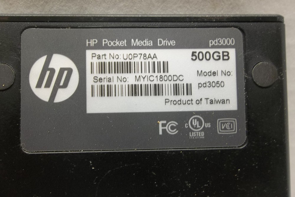 HP PD3000 500GB Pocket Media Drive with case